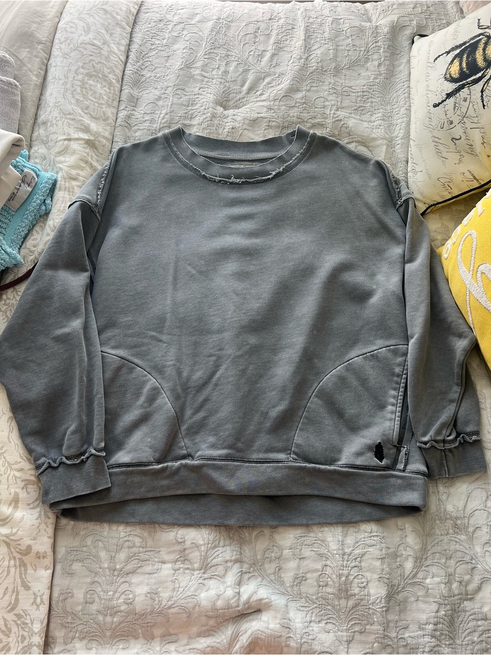 FP Movement Crewneck Distressed Sweatshirt in Charcoal Gray